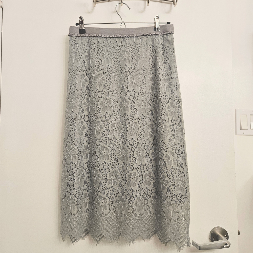 Closet Clear Out Elegant Gray Lace Skirt